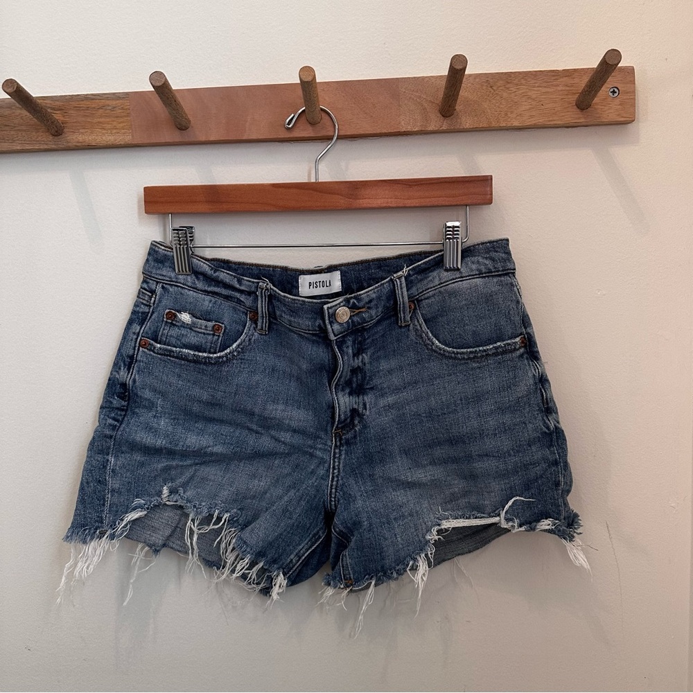 Pistola Distressed Blue Jean Shorts